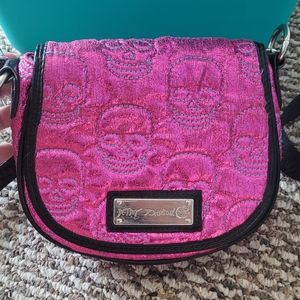 Betsey Johnson Shiny Pink Skull Crossbody Bag